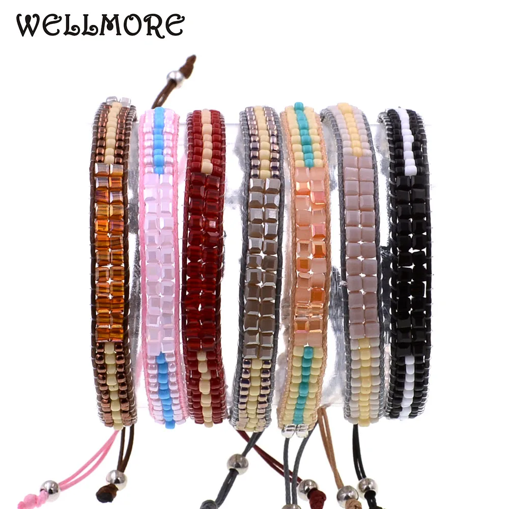 WELLMORE Bohemia handmade beads with crystal beaded bracelets charm