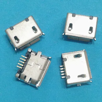 

100pcs MICRO USB Connector 5Pin Extended Leg Female Plug Gilded Crimping SMD Andriod Phone Charging Plug