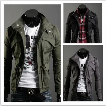 

2018 New Slim Sexy Top Designed Mens Jacket Coat Turn Down Collar jaqueta Black Army Green Gray England Style Dropshipping