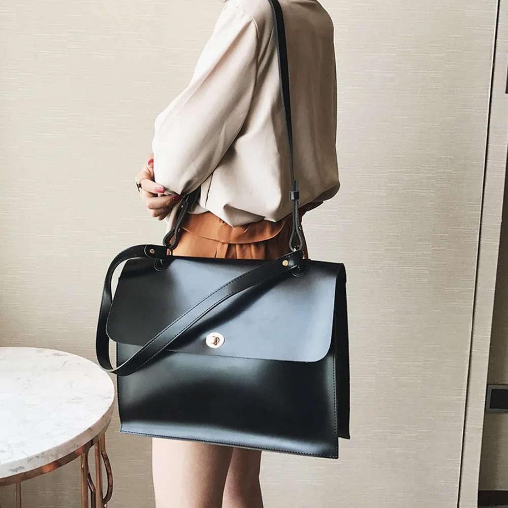 

Vintage Women Briefcase Crossbody Bag PU Leather Female Handbags Retro Satchel Messenger postman bag Shoulder bag Women