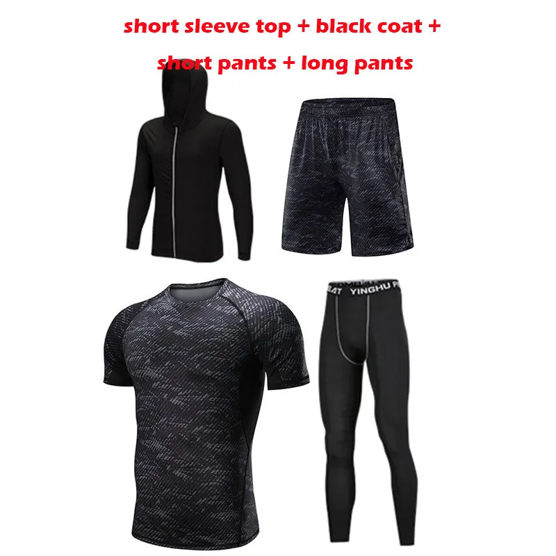 Мужская спортивная одежда, черный компрессионный спортивный костюм, эластичный спортивный костюм, дышащая одежда для тренировок, бега, фитнеса, тренировок, бега - Цвет: MSS-002-10