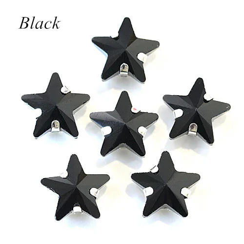Стразы в форме звезды, 10 мм, 20 шт., стразы для свадебного платья B1057 - Цвет: Black