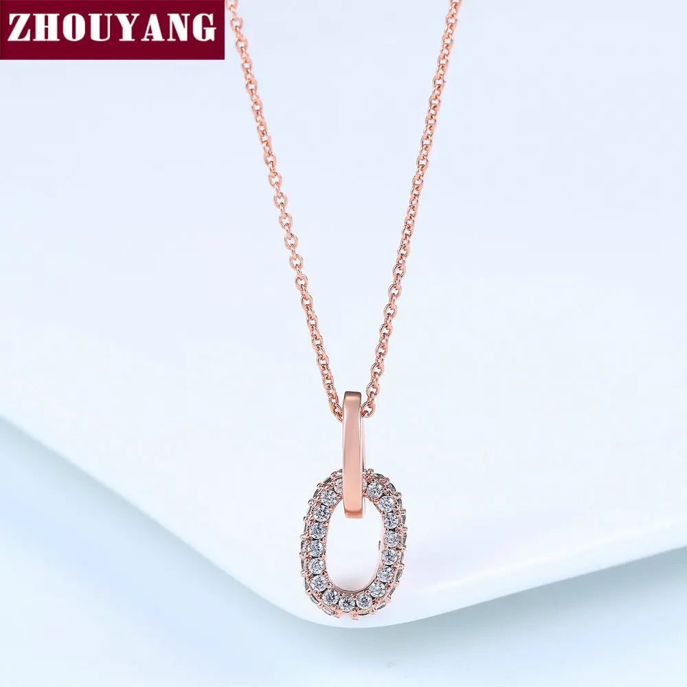 

Top Quality Double Rounds Necklace Rose Gold Color Fashion Jewelry Nickel Free Pendant Austria Crystal ZYN131 ZYN133