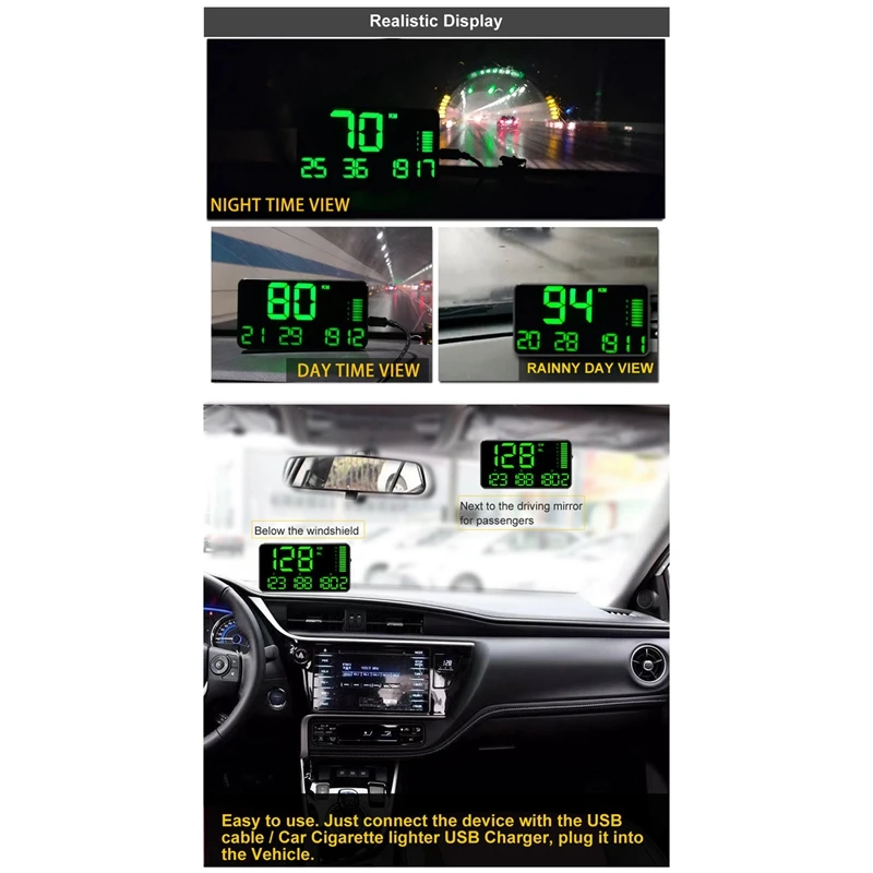 C90 C Спидометр Hud Дисплей автомобильный с превышением скорости сигнализации время