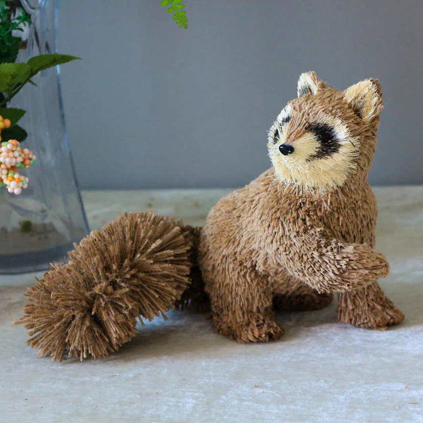 1pc Artificial Fur Animal Garden Decor Decorative Figure Ornament Brown