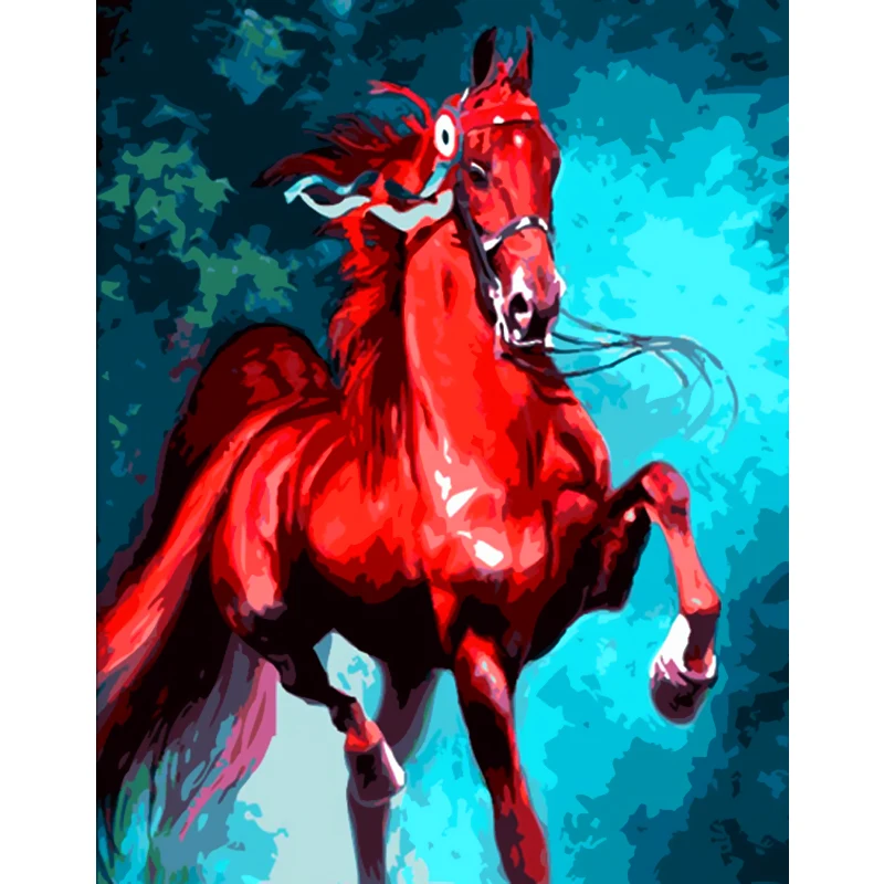 5D DIY Handmade Red Horse Mosaic Embroidery Diamond Painting Cross Stitch Home Decor Gift | Дом и сад