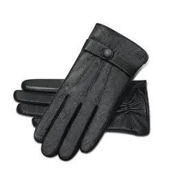 Оригинальные мужские кожаные перчатки осень зима для верховой езды с сенсорным экраном из овчины плюс замша теплые ветрозащитные варежки