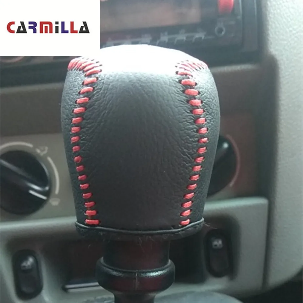 

Carmilla Leather Car Gear Head Shift Knob Protection Cover MT Car Shift Collars Case Fit for Renault Kangoo 2004 Accessories
