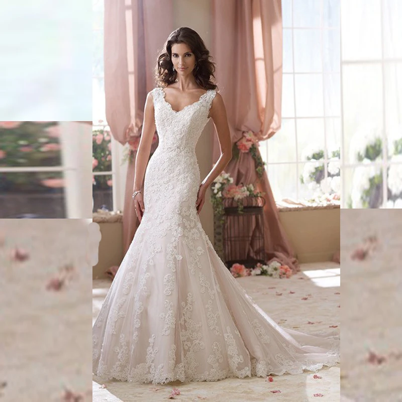 New Style Mermaid Wedding Dresses 2016 Floor Length Tulle