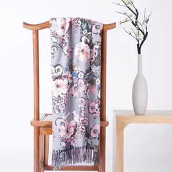 Для женщин с цветочным принтом ручной работы Длинные шарф из хлопка с кисточками леди прямоугольник платок зима шаль и обёрточная бумага