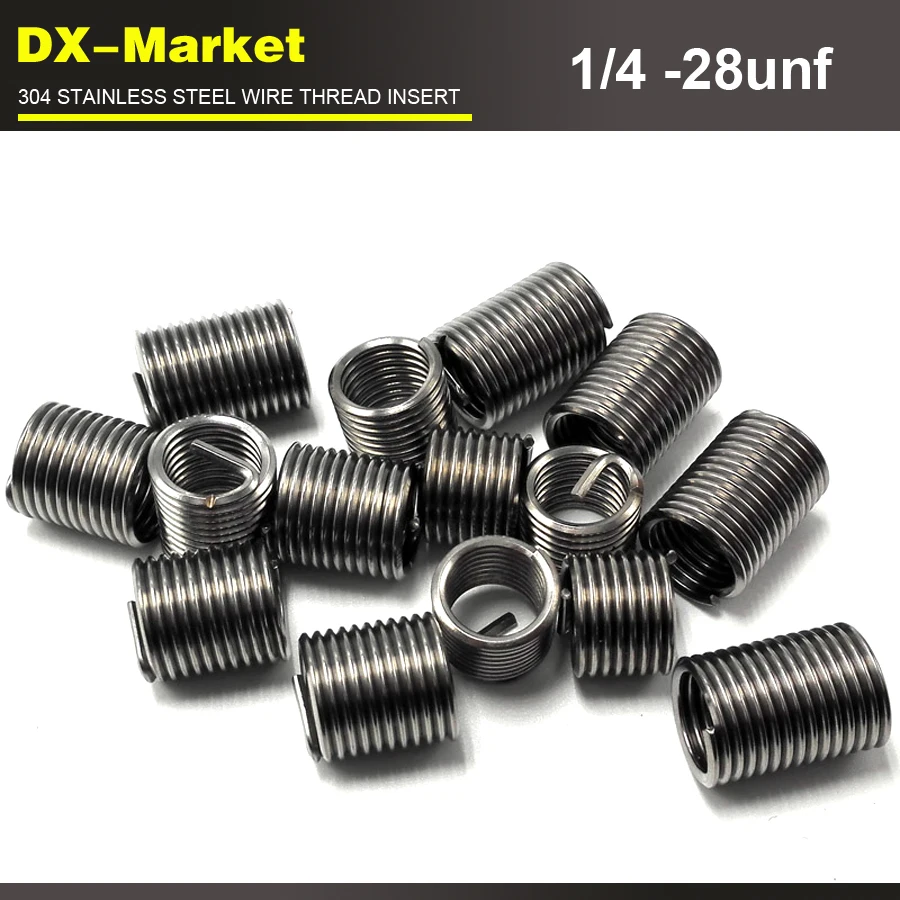 1/4 28unf x3D , 100pcs , 304 stainless steel 1/4 unf thread inserts , sus304 wire thread repair