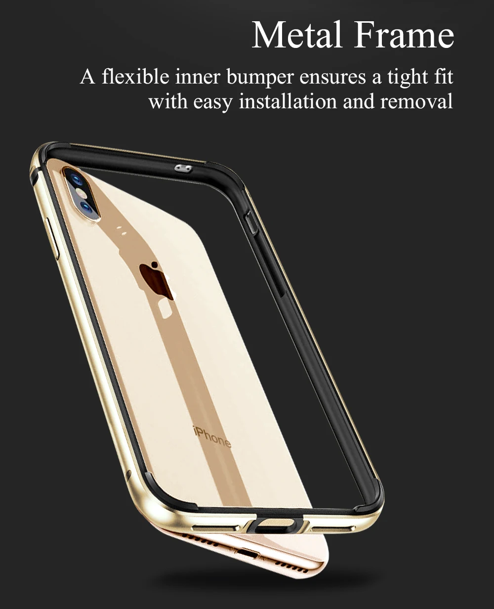 Ascromy For iPhone XS Max Bumper Case Luxury Aluminum Metal Silicone Frame Phone Case For iPhone X S R XR XSMax Gold Accessories (4)