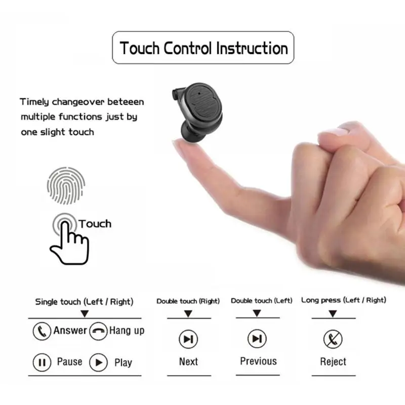 T8 TWS Bluetooth с сенсорным управлением 5,0 Наушники Беспроводные спортивные мини наушники