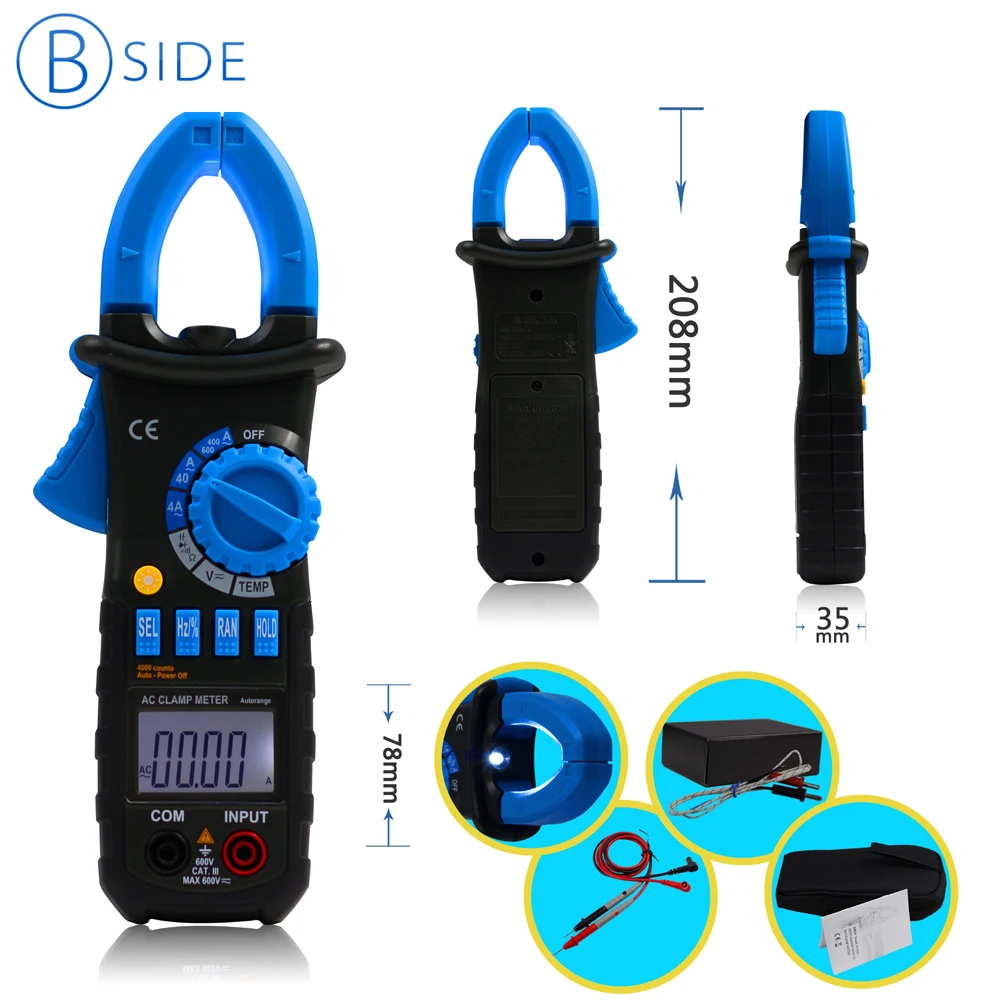 Цифровой мультиметр зажим BSIDE ACM02 3 дюйма 3/4 А|clamp meter multimeter|digital clamp multimeterclamp |