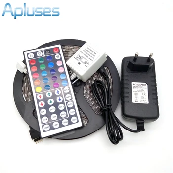 

LED Strip Light 5050 RGB 5M 300 LED Flexible Strip Light Set + 44Keys Remote Controller + 12V 3A Power Adapter