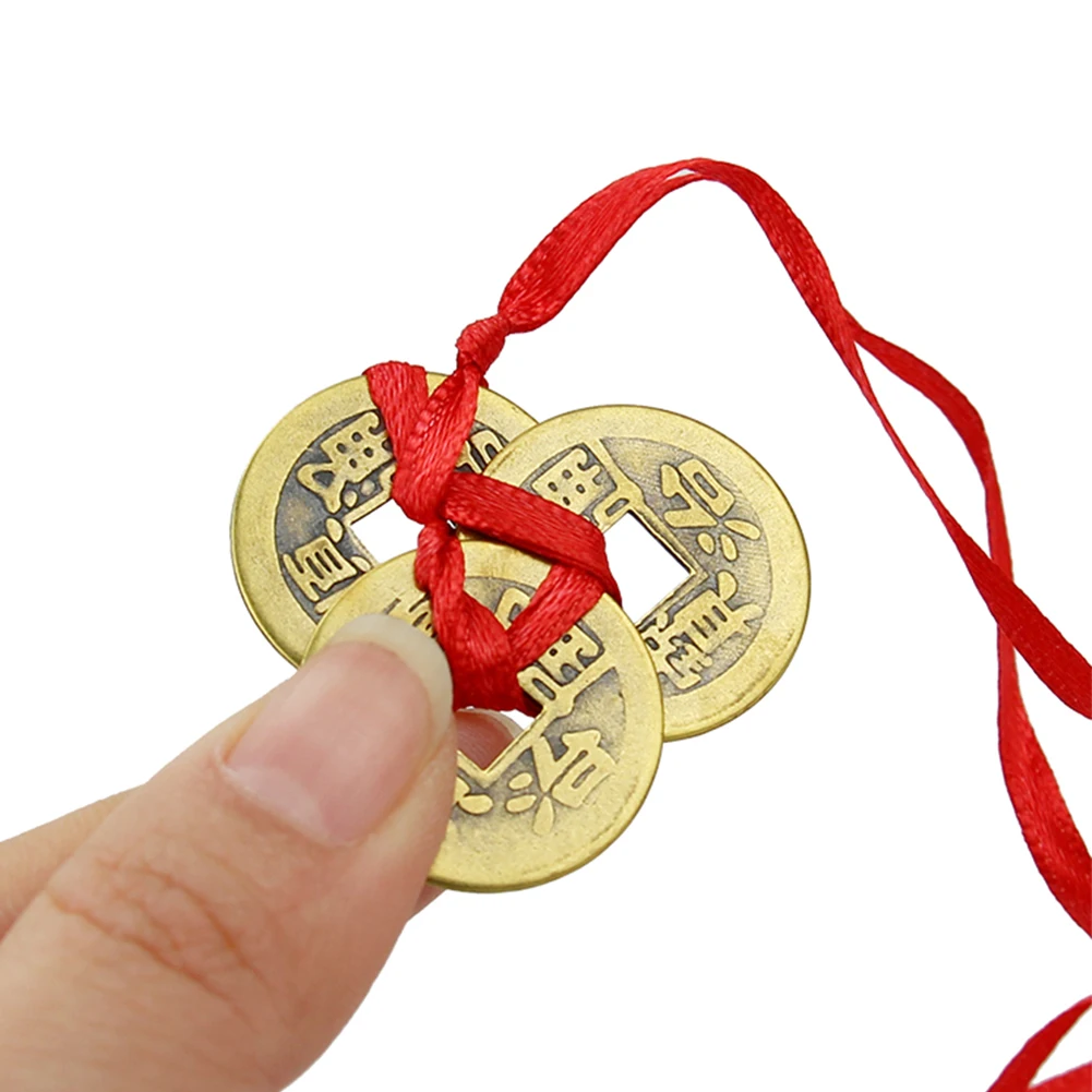 2 шт. китайский фэн-шуй монеты осмысленные монеты Фортуны с красными струнами для богатства и Удачи Красочные
