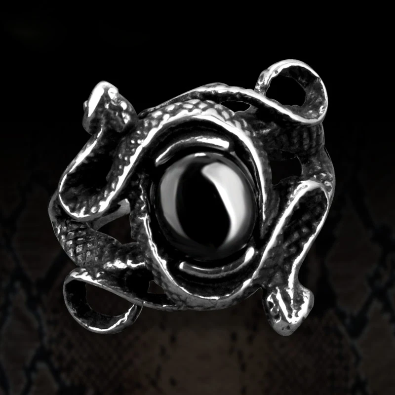 

Fashion Stainless Steel Rings For Women Double Snake Design Women Ladies Ring Antique Jewelry Gift for Men Ring In Gift Package