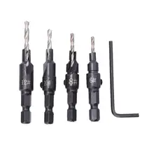 4pcs HSS Countersink Drill Bit Set 1/4 Hexagonal Handle Chamfer Corresponding Drill 6#/8#/10#/12# 4pcs HSS Countersink Drill Bit Set 1/4 Hexagonal Handle Chamfer Corresponding Drill 6#/8#/10#/12#