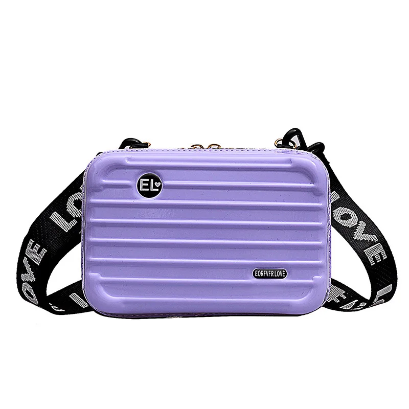  Women Mini Suitcase Shape Crossbody Bag Shoulder Bag with Wide Letter Strap AB@W3 - 4000064835506