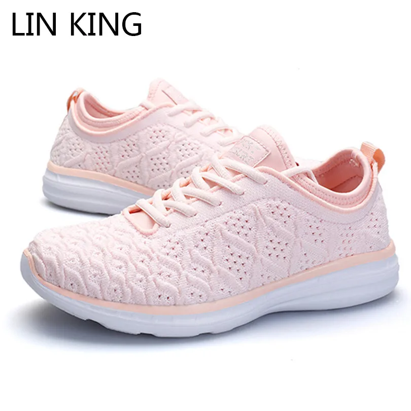 

LIN KING Spring Autumn Air Mesh Casual Women Flats Shoes Comfortable Lace Up Ankle Single Shoes Shallow Female Outdoor Sneakers