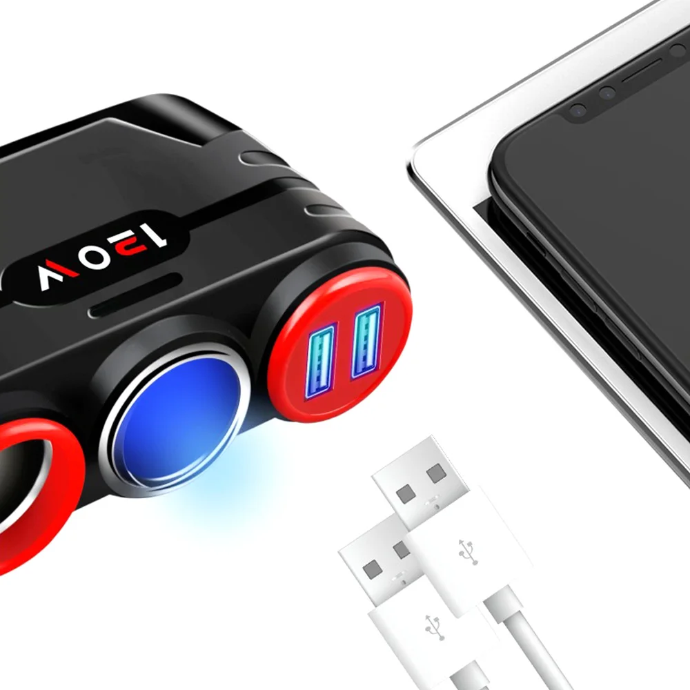 AOSHIKE автомобильный двойной USB с переключателем один на три прикуривателя муфта автомобильное зарядное устройство для мобильного телефона зарядное устройство для мотоцикла