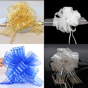 

100pcs Large 50mm Pull Bow Snow Yarn Organza Bowknot Gift Wrapping Wedding Car Room Decoration Gift Ribbons