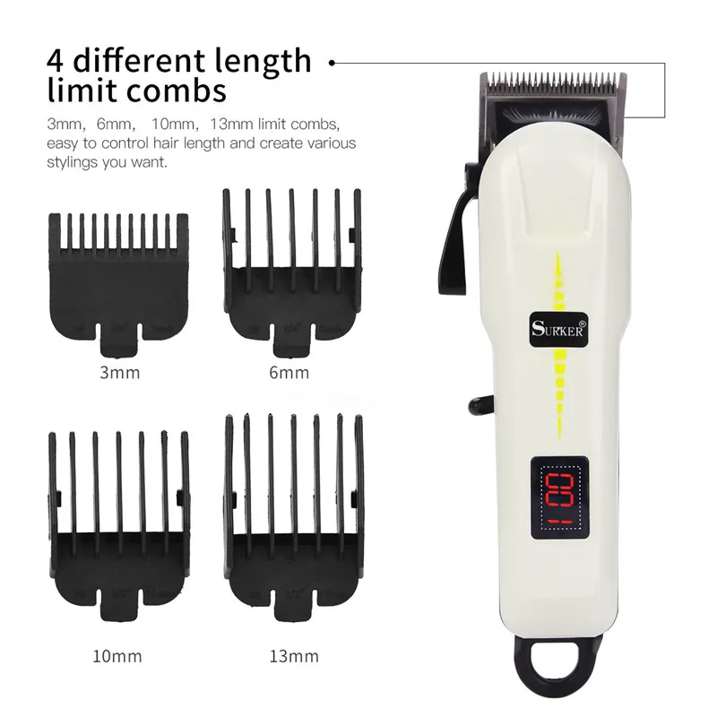 

Electric Hair Clipper Barber Cordless Professional Hair Cutting Machine Kids Electric Hair Trimmer LCD Display Grooming Kit 46
