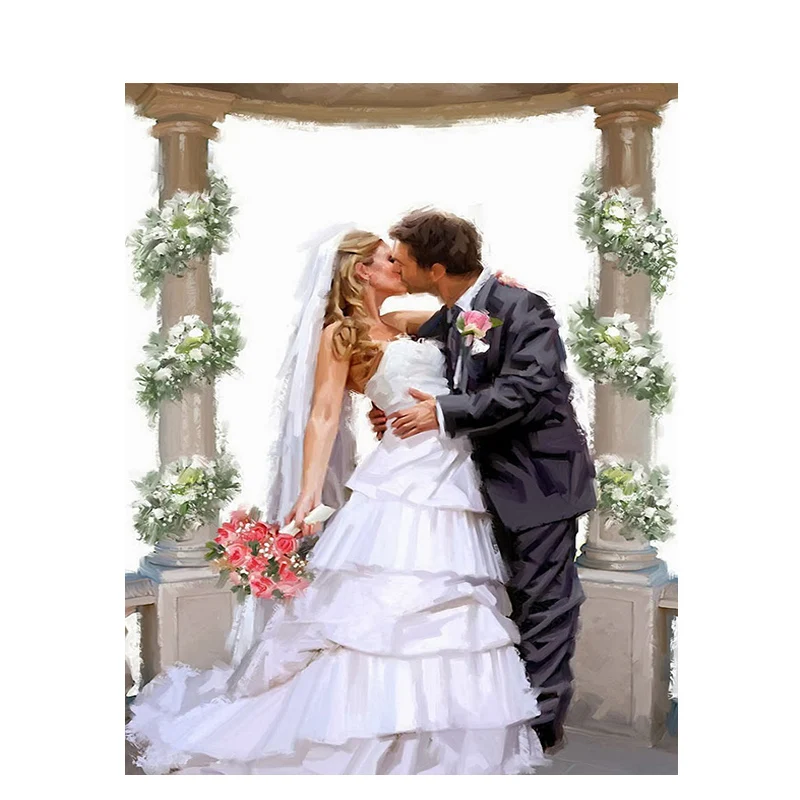 Download ArtSailing DIY pictures by numbers Fantasy Wedding Kiss paintings by numbers on canvas coloring ...