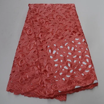 

SY9487-2 African Embroidered Net Lace Fabric Hollow Swiss Guipure French Tulle Double Organza Cord Nigerian Lace Fabrics 5Yards