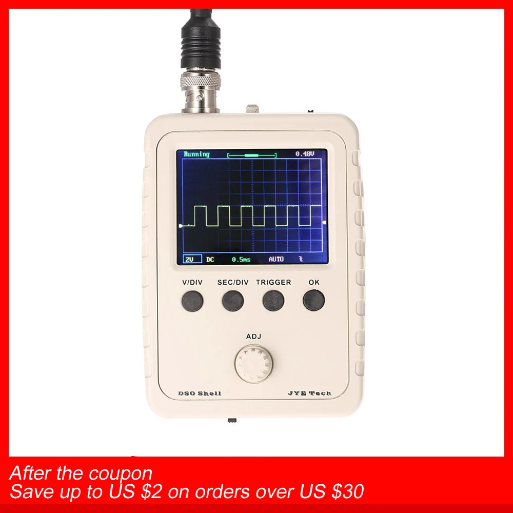 

Digital Oscilloscope DIY Kit Parts with Case SMD Soldered Electronic Learning Set 1MSa/s 0-200KHz 2.4" TFT Handheld Pocket-size