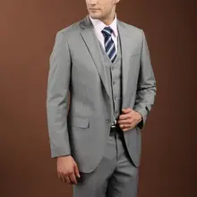 Новое поступление жених смокинги нотч мужской костюм светло-серый дружки / невесты свадьба / пром костюмы( куртка+ брюки+ галстук+ жилет