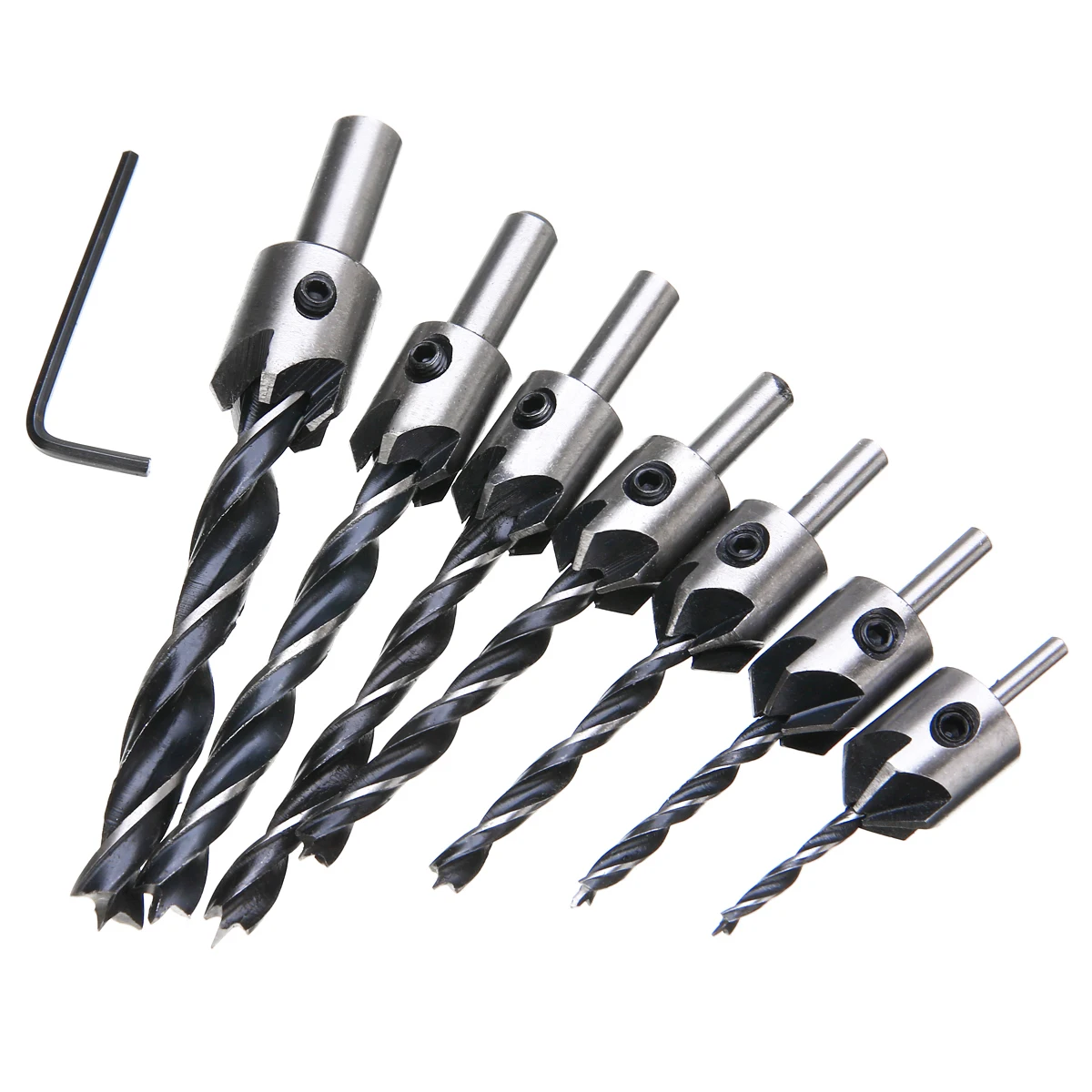 

7pcs 5 Flute Countersink Drills Bit HSS Woodworking Chamfer Reamer Set 3-10mm Mayitr For Power Tools