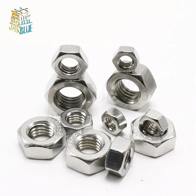 M5 100pcs 304 Stainless Steel Nuts M1.6 M2 M2.5 M3 M4 M5 M6