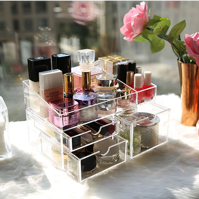 Nordic Large Cosmetic Storage Box With Drawer Acrylic Desktop Jewelry Mask Lipstick Brush Makeup Organizer Sundries Container Nordic Large Cosmetic Storage Box With Drawer Acrylic Desktop Jewelry Mask Lipstick Brush Makeup Organizer Sundries Container