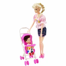 Barbie Dolls Accessories Pink Assembly Doll Baby Stroller Trolley Nursery For Barbie Doll Girl Gift Kid Play House Furniture Toy