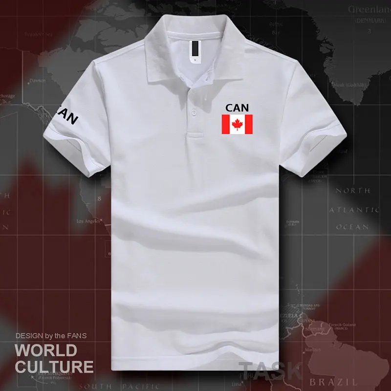 Канадские канадские мужские рубашки поло с коротким рукавом, белые бренды с принтом для страны, хлопок, новая мода, CA CAN - Цвет: polo-White