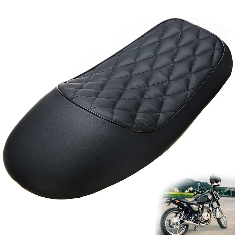 

Universal Vintage Grid Shape Hump Motorcycle Custom Cafe Racer Seat Saddle For Honda CG125 Black