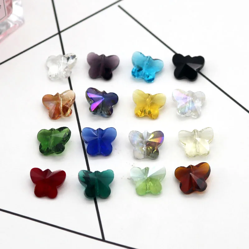 Wholesale 100pcs Colorful Butterfly Crystal Bead 11x14mm Glass Beads