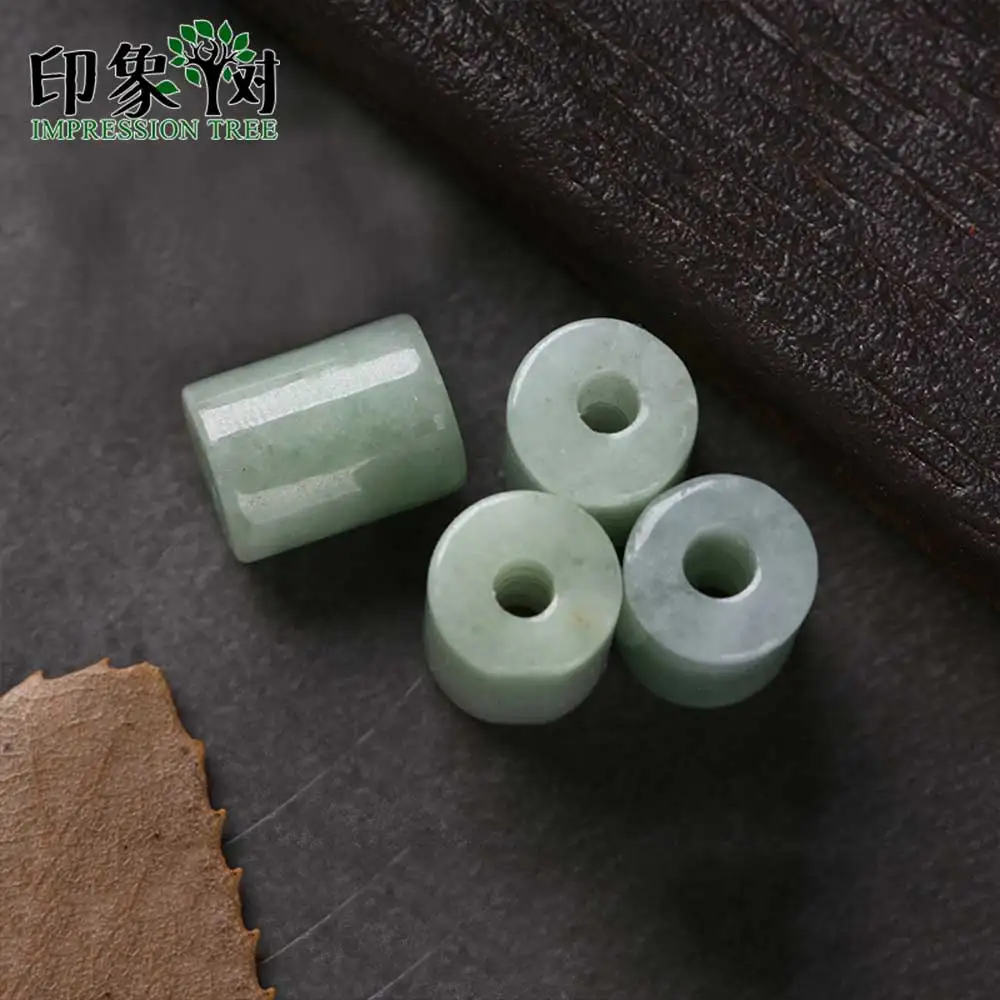 Цилиндрическая бусина Jadeite 13x9 мм Гладкая круглая из натурального ручная работа