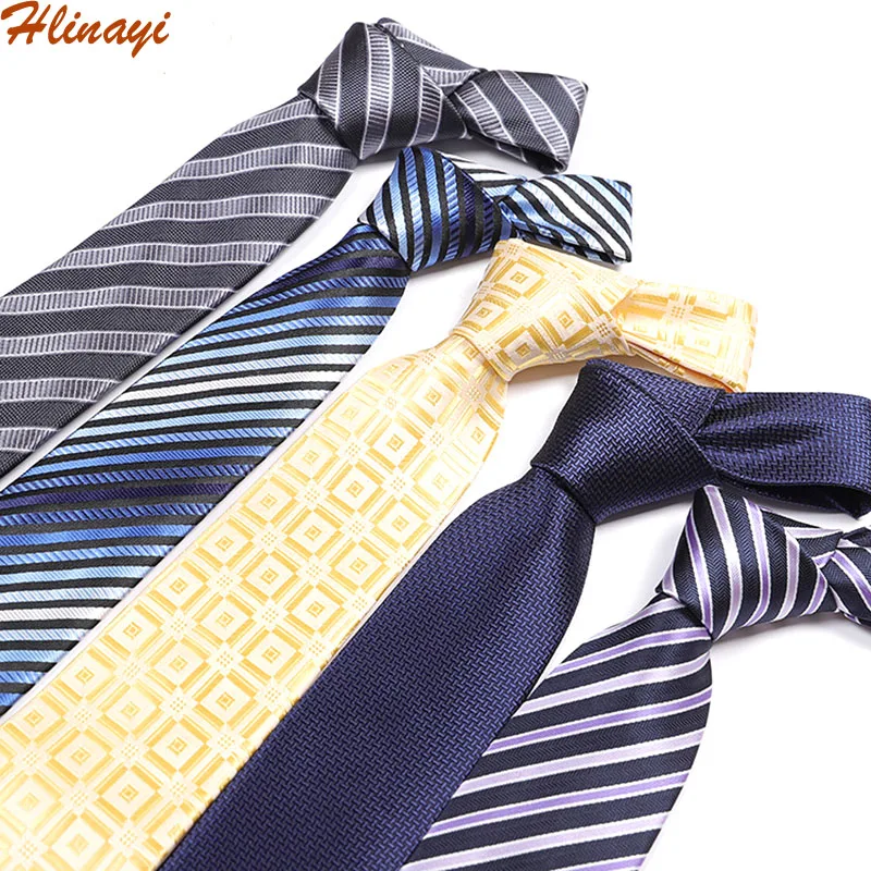 Hlinayi Мужской Жаккардовый галстук в полоску из полиэстера для бизнеса и отдыха