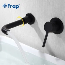 Frap High Quality Round 2 Hole Wall Sink Basin Mixer Tap Wels Bathroom Spout Faucet With Single Lever In Matt Black Y10116