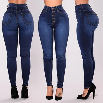 Jeans For Women High Waist Push Up Jeans High Elastic Stretch Ladies Mom Jeans Female Washed Denim Skinny Pencil Pants 1