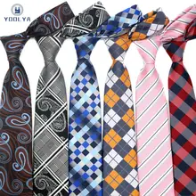 Для мужчин s галстук 8 см шелковые галстуки в полоску с цветочным рисунком и с клетка, жаккард Тканый класический Галстуки Шея галстук-бабочка мужской формальный деловой Свадебная вечеринка