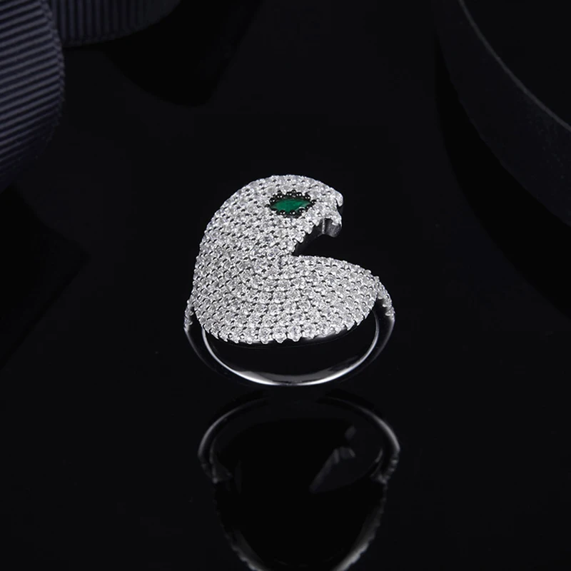 

925 Sterling Silver Micro-inlaid Zircon Mouthful Greedy Ring Fashion Jewelry Suitable Fit Moroccan Jewelry with Gift Female