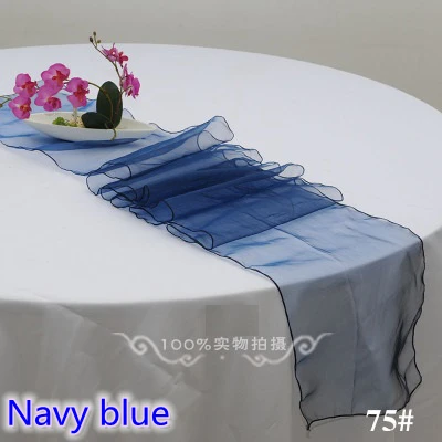 Navy Blue Color Organza Table Runner Cheap Table Runner Wedding Hotel Party Show Decoration Crystal Shimmer Organza