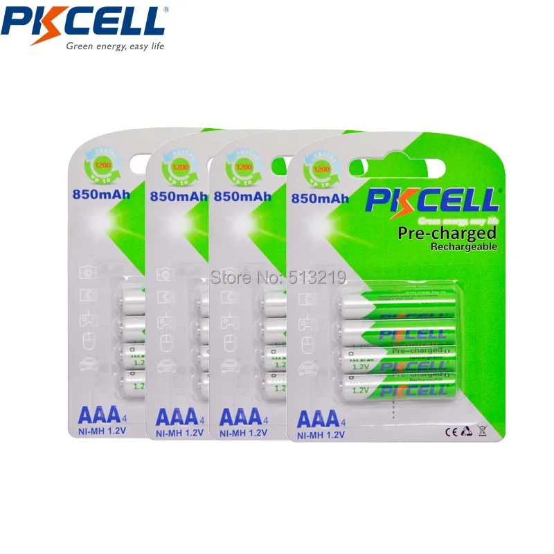 PKCELL 16 шт./4 карты AAA NiMH батарейка 850 мАч 1 2 в Ni-MH аккумуляторная батарея низкая