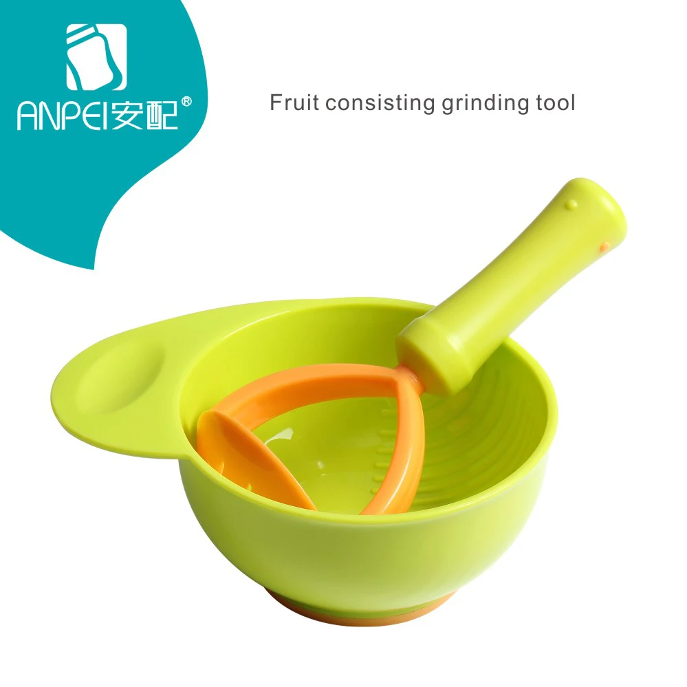 Cute Baby Food Mill Sets Kids Learning Dishes Infant Grinding Bowl