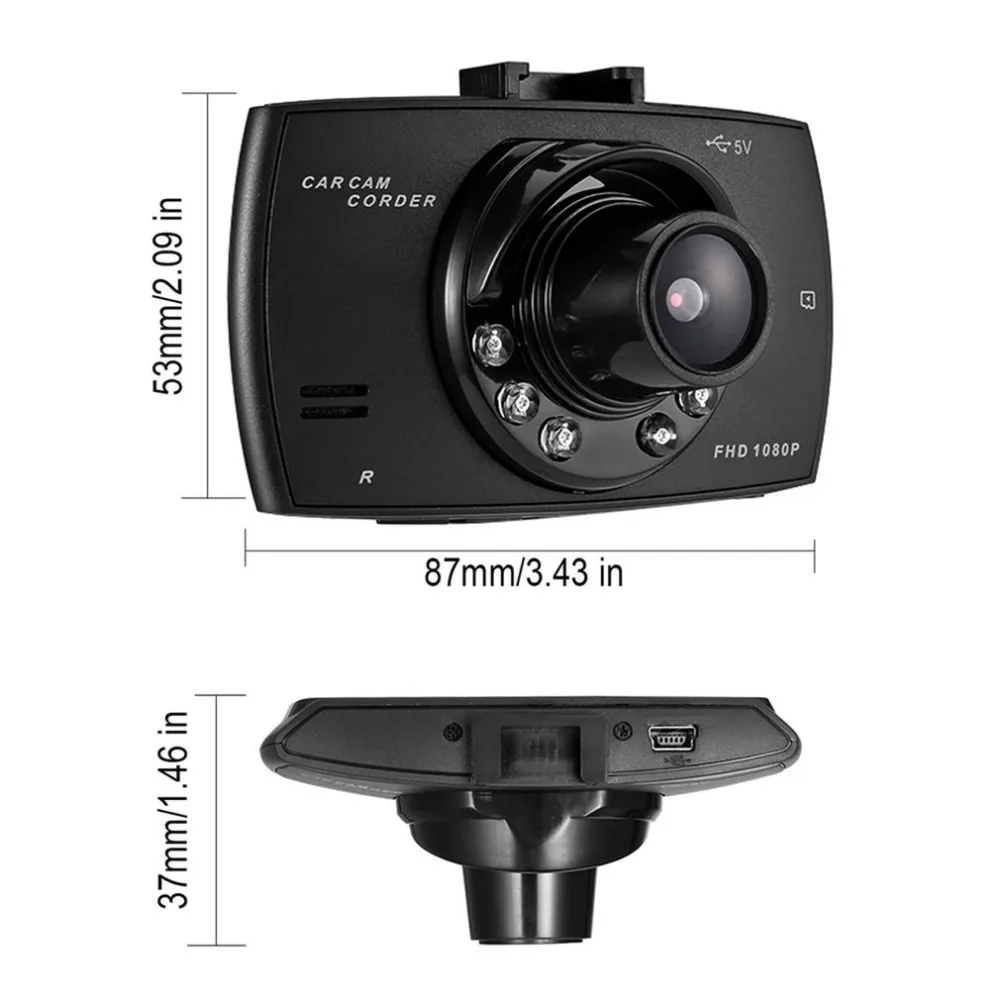 Широкоугольная 2,4 дюйма HD 1080P Автомобильная dvr камера, передняя задняя камера, видеорегистратор, детектор движения, g-сенсор, автомобильная видеокамера