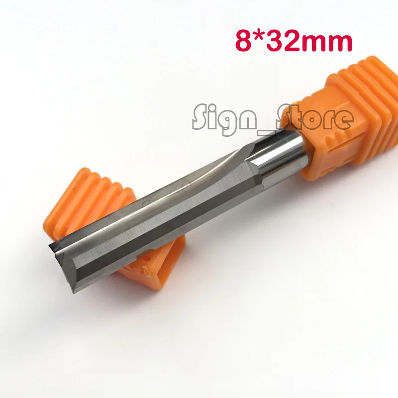 

2pcs 8*32mm Two Double Flutes Straight Slot Bits, Wood Cutters, CNC Carving Engraving Tools, Milling Cutter Solid Carbide Router