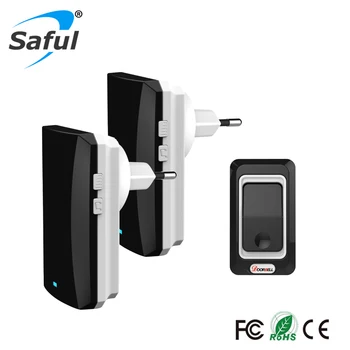 Waterproof Black Wireless DoorBell Kits EU/US/UK/AU plug with Outdoor Transmitter and Indoor Receiver Home Door Bell